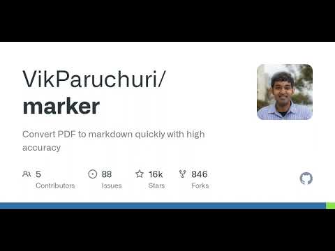GitHub - VikParuchuri/marker: Convert PDF to markdown quickly with high ...