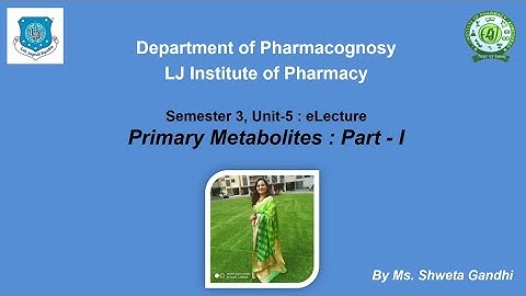 Sem_3_Primary Metabolites_I_Pharmacognosy & Phytochemistry I_Carbohydrates_Ms. Shweta Gandhi
