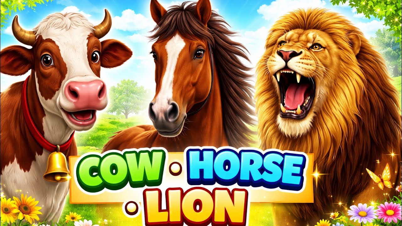 cute horse, horse race, lion cartoon, cow videos