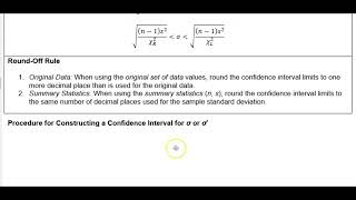 Math 14 7.3 Confidence Interval for Estimating a Population Standard Deviation or Variance