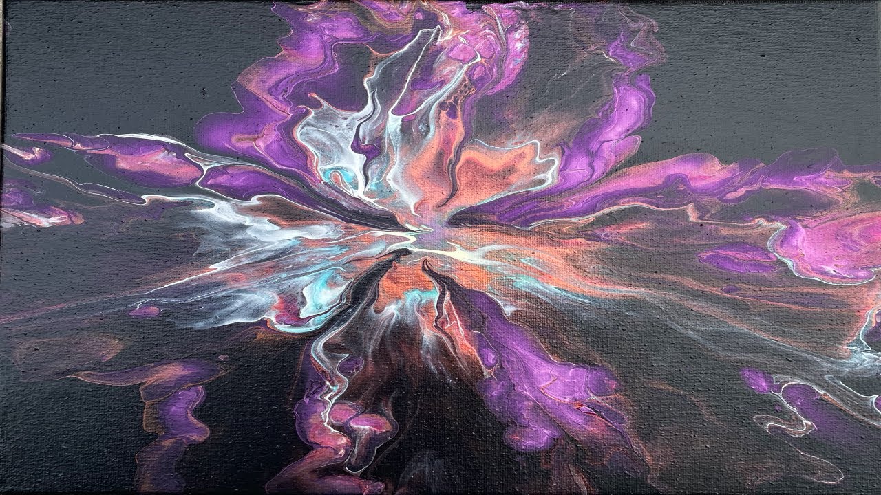 (8) SURPRISING METALLIC DUTCH BLOOM on dark base ACRYLIC FLUID ART POUR ...