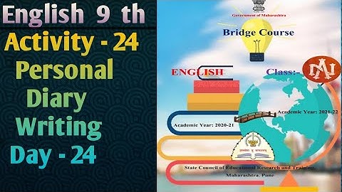 Std.9 English Bridge course |Activity no.24 |  Personal Diary Writing | By Narayani Tech Academy
