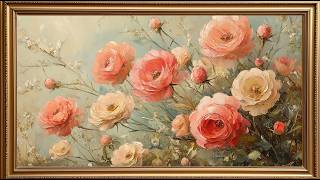 Rose Oil Painting | Silent Ambient Display | No Music No Ads | Gold Frame TV Art 4K Decor