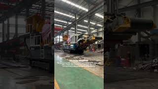 A diesel-powered mobile crusher is undergoing factory testing