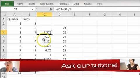 1.14 Using Excel to calculate moving averages