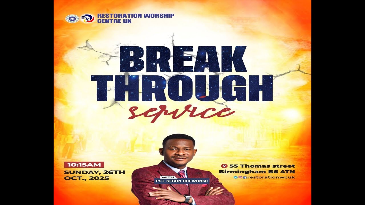 Online Sunday Service | Breakthrough Service | Restoration Worship Centre Birmingham | 26|10|2025