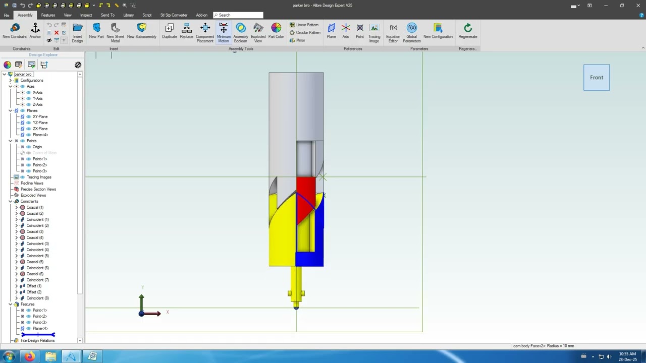 Alibre CAD. Parker pen retracting mechanism