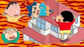 Floor Is lava challenge 😱🔥 | Shinchan vs kazama vs masao vs bochan 😂 | funny game roblox