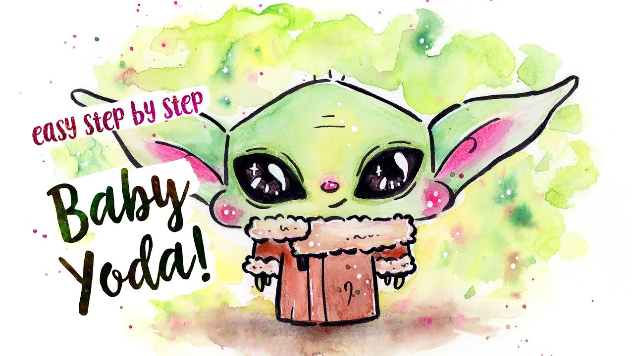 How To Draw Paint The Cutest Cutie Baby Yoda Easy Step By Step Beginner Tutorial