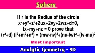 The Sphere problem | Analytic Geometry | BSc Math's | Problem 9