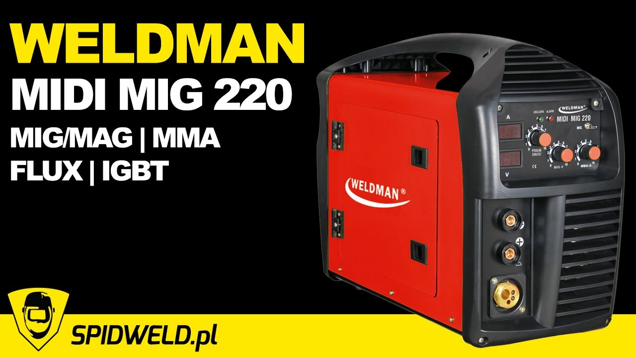 Spawarka Weldman Midi MIG 220 - migomat w technologii inwertorowej IGBT do spawania metodą MIG/MAG.