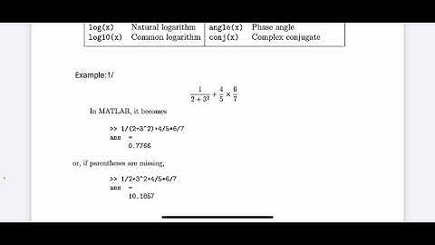تحويل المعادلات الى صيغة الماتلاب و استخدام رموز وايعاز الماتلاب