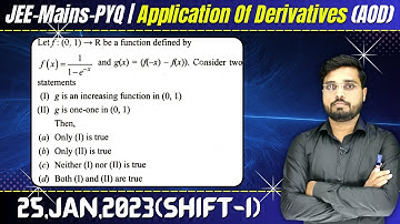 Let f : (0,1) →  R be a function defined by f(x), and g(x)=(f(-x)-f(x)), Consider two statements