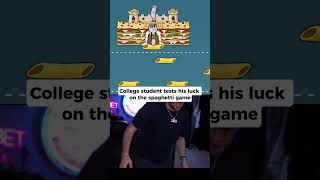 College student play the spaghetti game to pay his student loan debt