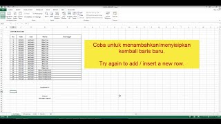 Excell Error: Tidak Bisa Menambahkan Baris Baru (New Row) Dalam Sheet