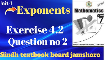 Exercise 4.2|Q:2|Unit 4|Exponents|7th class maths Sindh textbook board|#exponential#