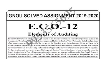 ECO-12 Solved Assignment 2019-20
