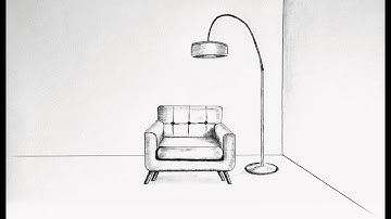 How to draw a armchair in one point perspective