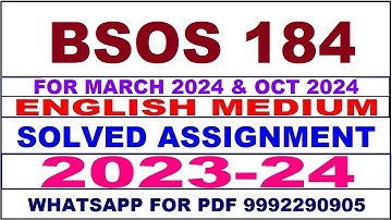 bsos 184 solved assignment 2023-24 | bsos 184 solved assignment in english 2024 | bsos 184 2024