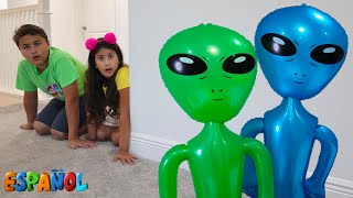  Maria Clara y JP en una divertida historia de alienígenas bebés / Story about green friends 