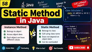 Java Full Course | 58 - Static Method in Java | Static vs Instance Method, Access Rules