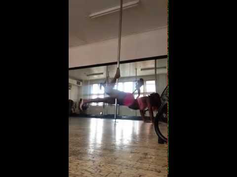 Pole Warm Up Aysha, hang back, handstand, brass monkey