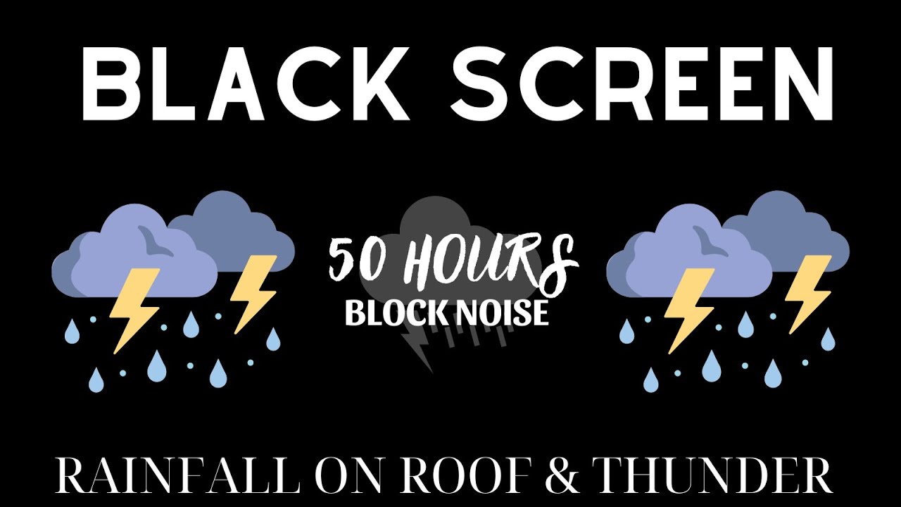 Rainfall on Roof & Thunder Rumbles - Sleep Black Screen 50 Hours