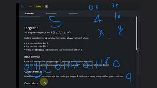 Largest K | LARGESTK343 | Codechef STARTERS 120 | Full Solution with code