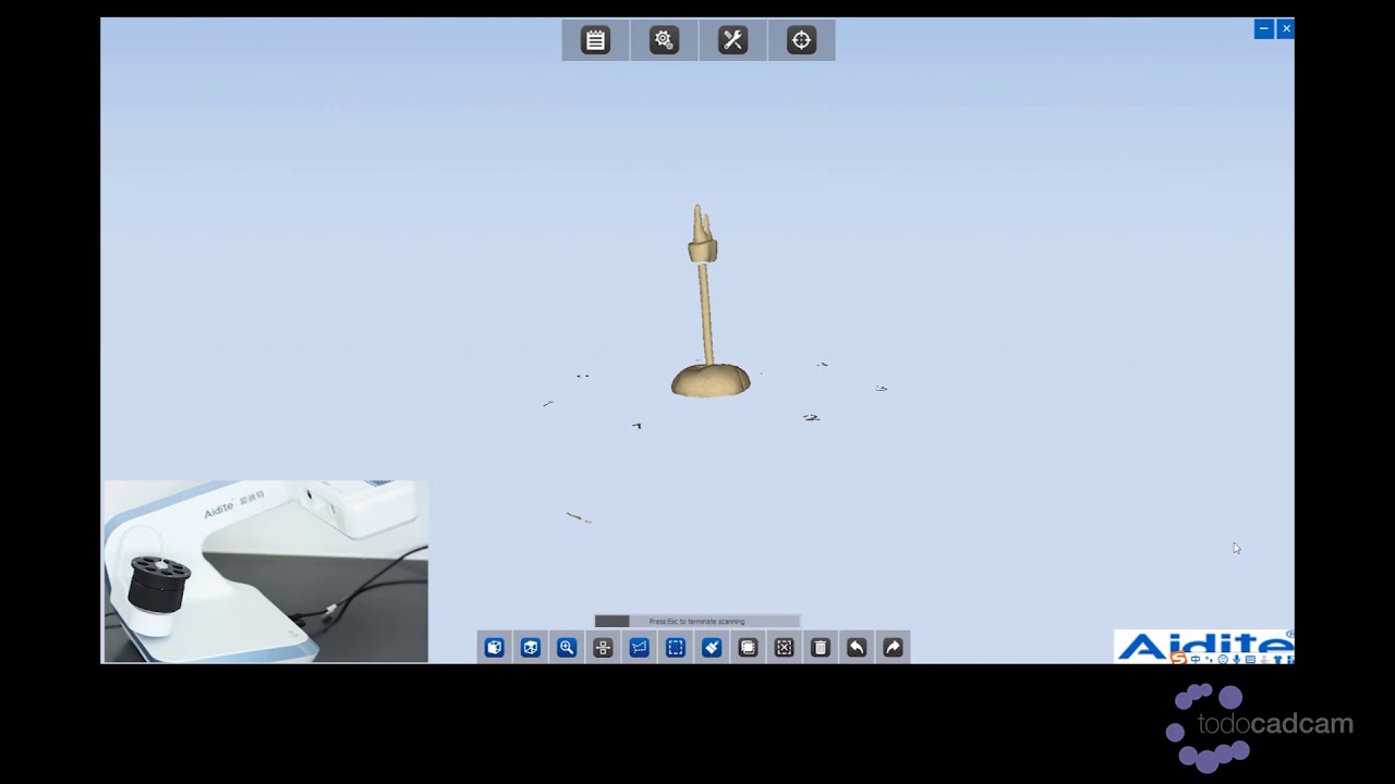 Escáner Aidite A IS-PRO. Escaneado con Multidie de pieza con barra de soporte