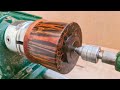 Woodturning cinnamon sticks into an epoxy resin bowl