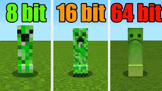 minecraft in 8 bit vs 16 bit vs 64 bit