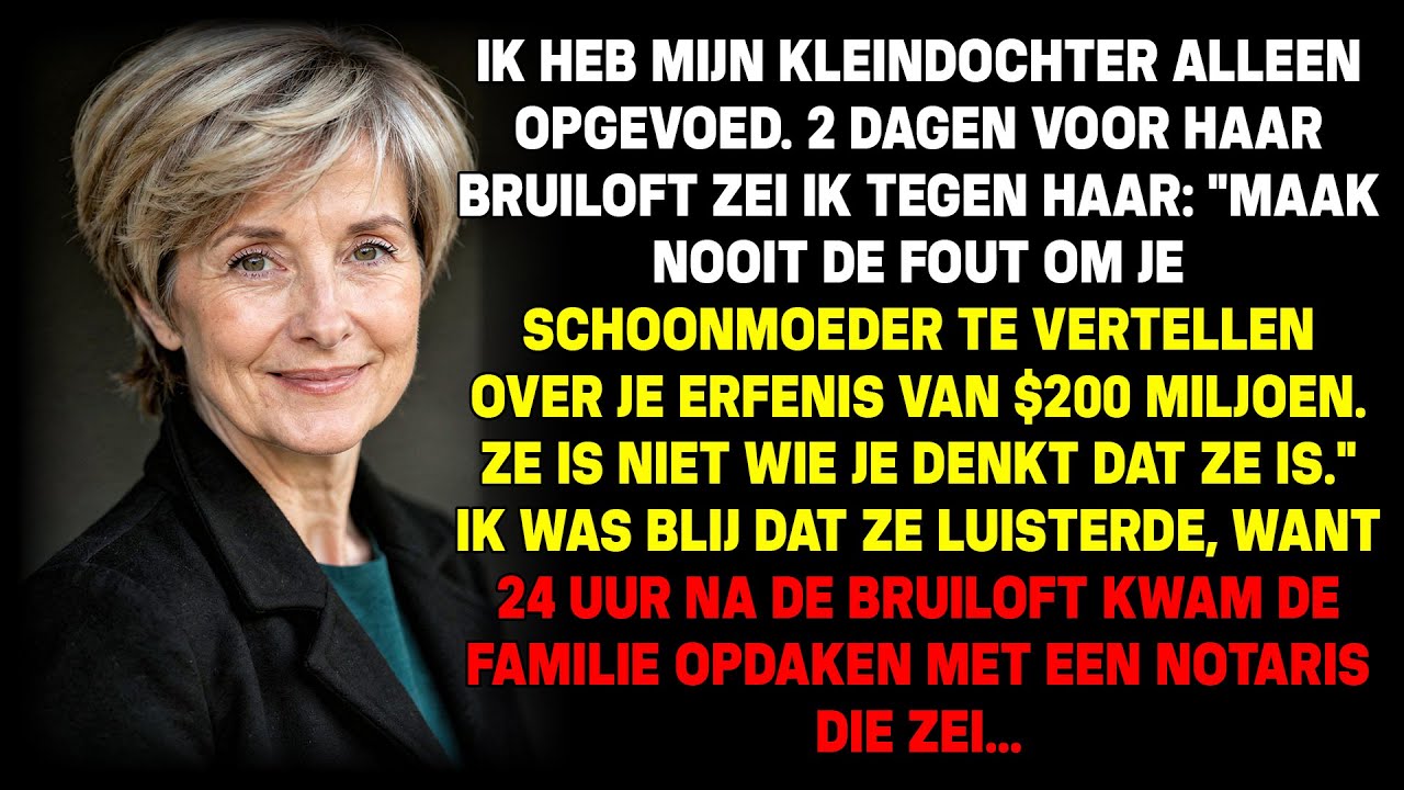 Ik stond achter mijn kleindochter op de ochtend van haar bruiloft, haar jurk viel perfect, alles rook naar bloemen en beloften. Toen fluisterde ik één zin die ik nooit hardop had mogen zeggen, en...