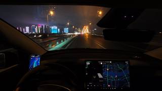 2026 Tesla Model Y POV | Rainy Night Drive in Changsha (4K City Lights)