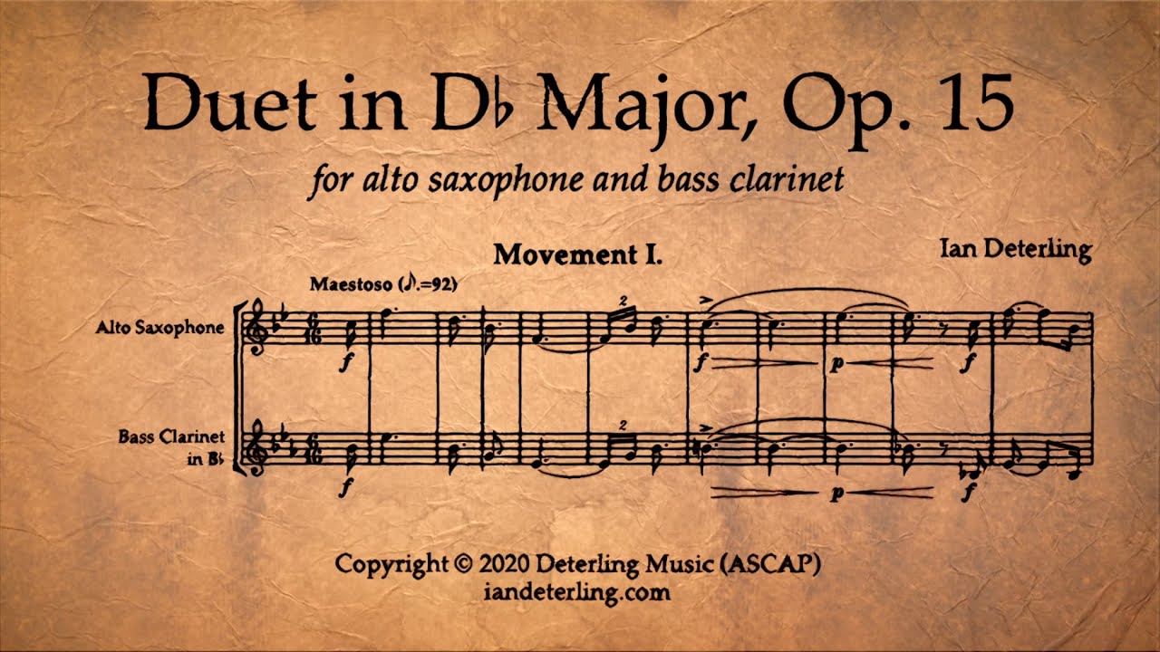 Alto Saxophone and Bass Duet in DFlat Major, Op. 15 YouTube