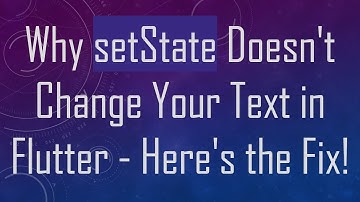 Why setState Doesn