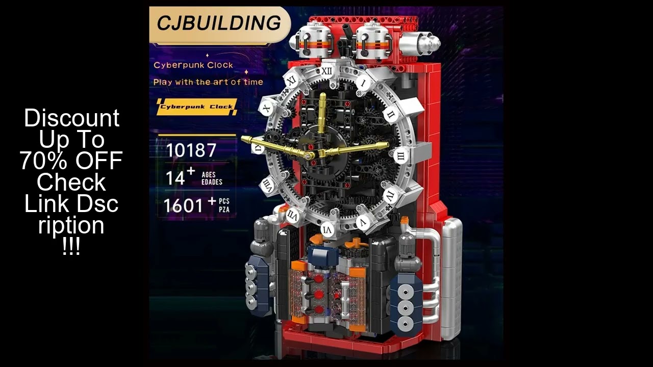 MOULD KING 10187 Technical Mechanical Cyberpunk Clock Building Block with Motors Brick Set Kids Chri