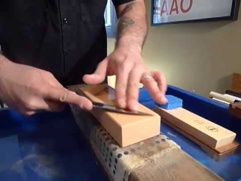 How to sharpen a 70 / 30 Japanese knife by chuboknives.com
