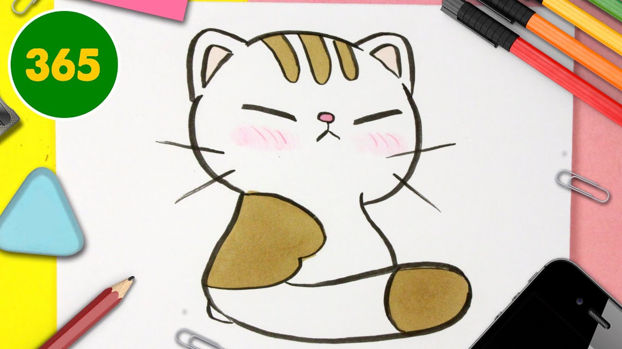 COME DISEGNARE GATTO KAWAII - Come disegnare animali - YouTube