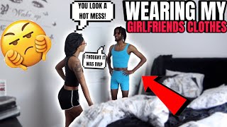 Wearing Girlfriends Clothes To Get Her Reaction😱