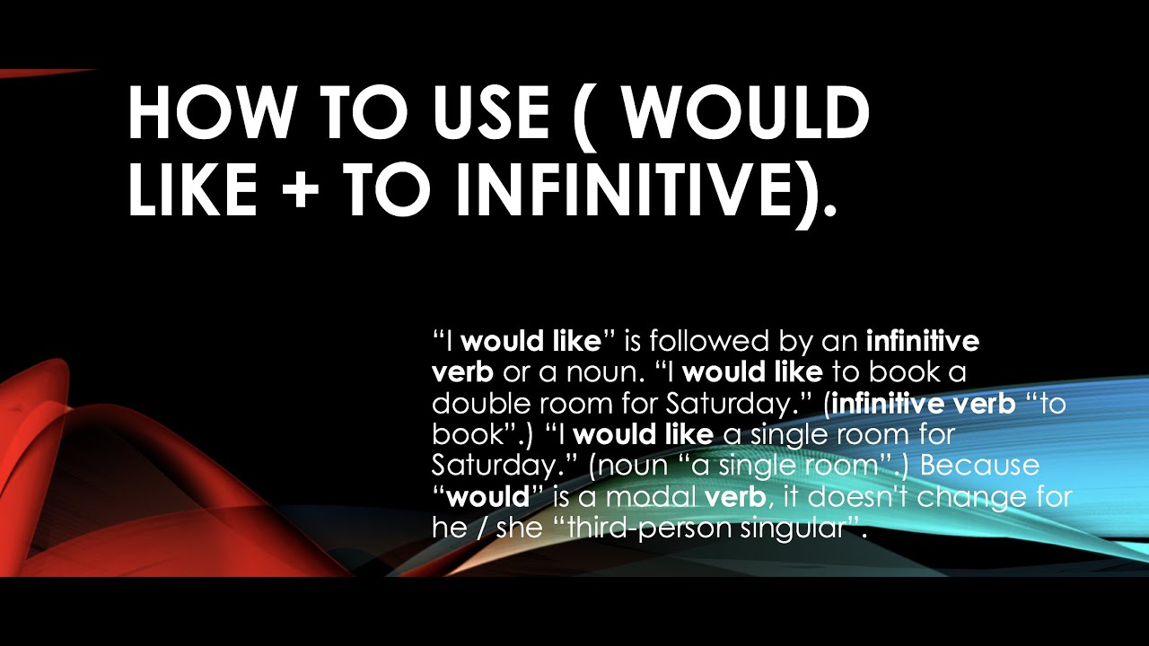 How to use ( would like+To infinitive). - YouTube
