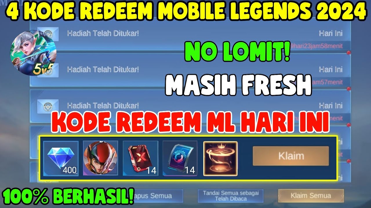 NO LIMIT! 4 KODE REDEEM ML HARI INI KODE REDEEM MOBILE LEGENDS KODE ...