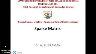 Sparse Matrix Representation