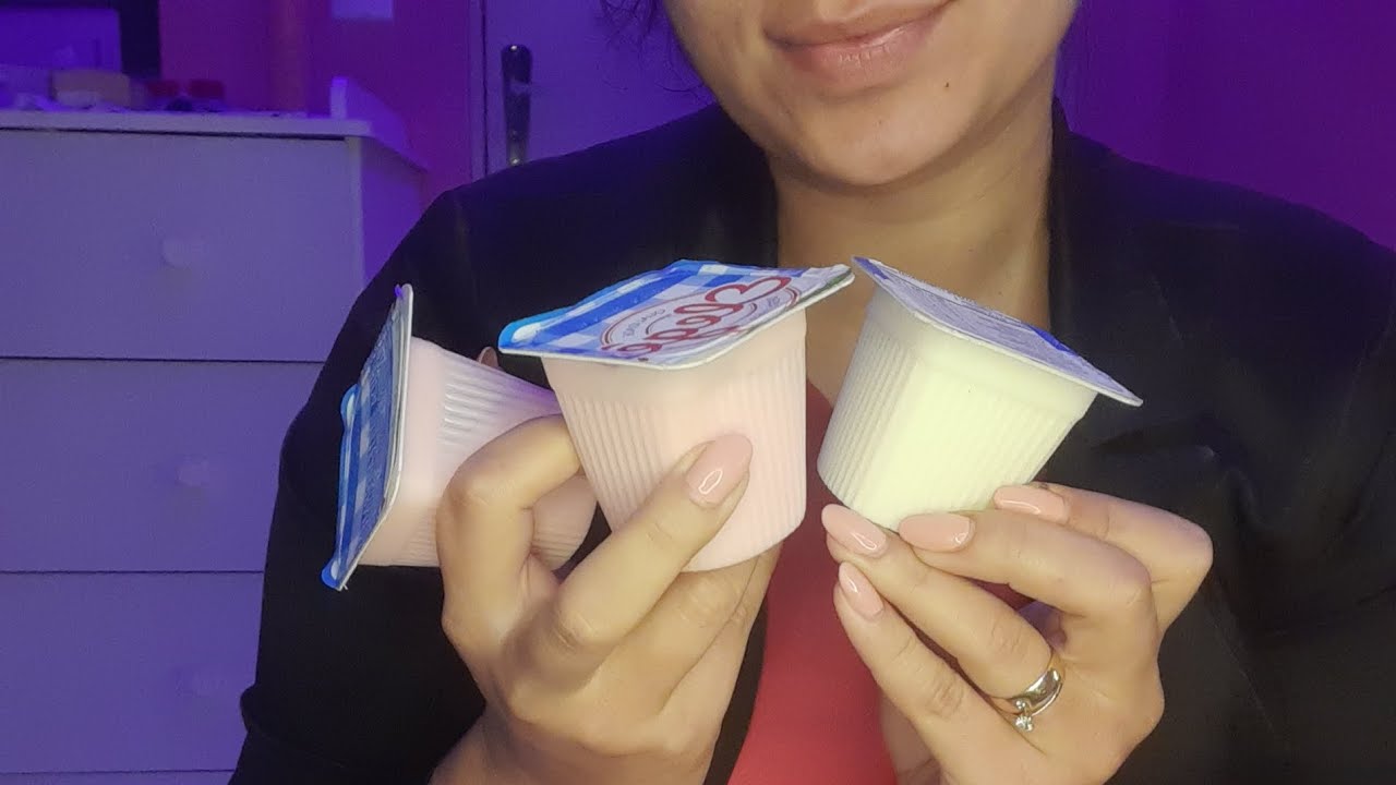 ASMR comendo iogurte com os dedos 😴 MUITO RELAXANTE