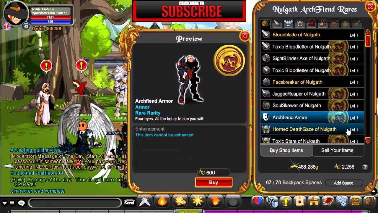 =AQW= Limited Time Arch Fiend of Nulgath Shop! (Rare) All Items YouTube