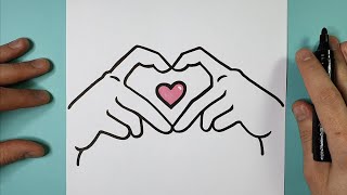 Ein mit Händen geformtes Herz zeichnen - Dixit Draw Ein mit Händen geformtes Herz zeichnen - Dixit Draw