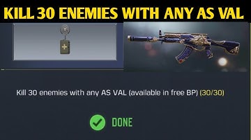Kill 30 Enemies With any As Val in Cod Mobile || Call Of Duty Mobile As Val task Completed easily