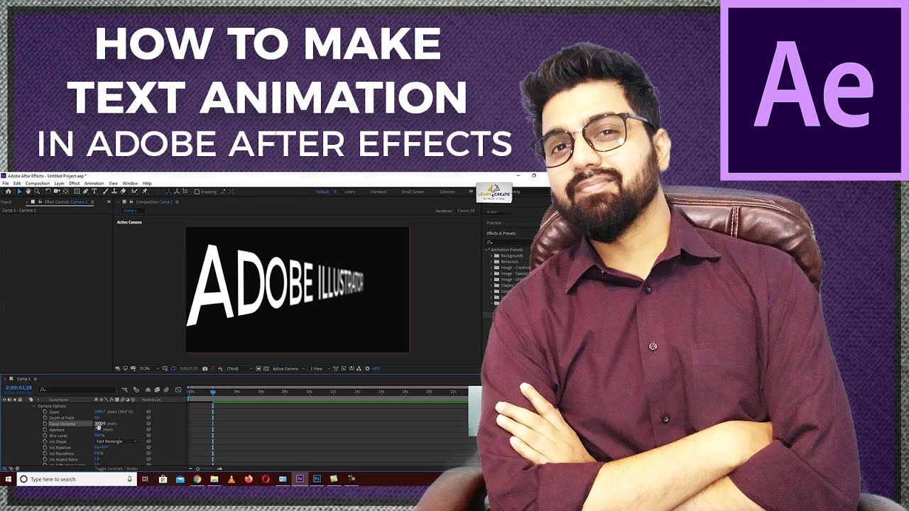 How to make Basic Text Animation in Adobe After Effects With Camera ...