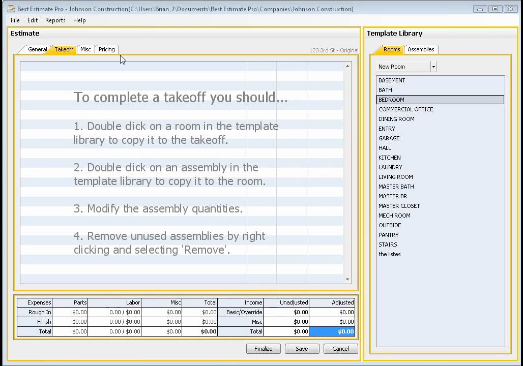 How to write an estimate for a job sample