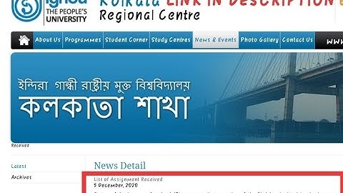 IGNOU RC KOLKATA PUBLISHED ONLINE ASSIGNMENT SUBMISSION LIST FOR JAN 2020 SESSION