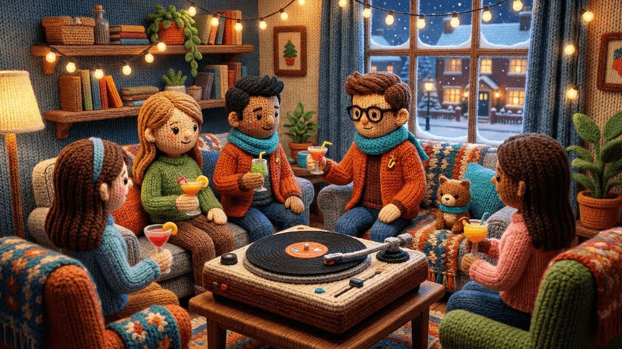 Cozy Vinyl Lofi Jazz 🍸 Friends, Cocktails & Calm Night Vibes | 3 Hours